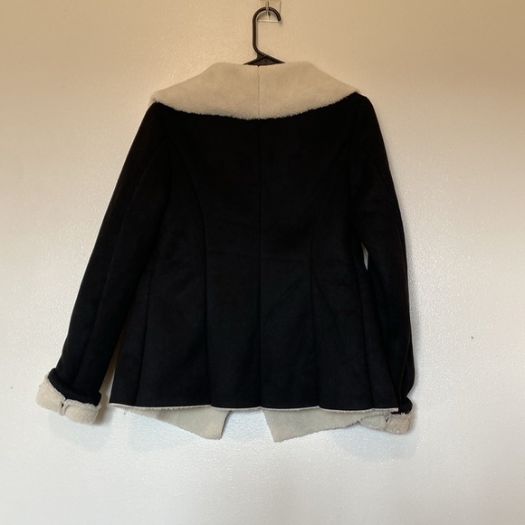Lucky & Blessed sherpa like black and white waterfall ,pocket jacket wrap coat s - Picture 7 of 10